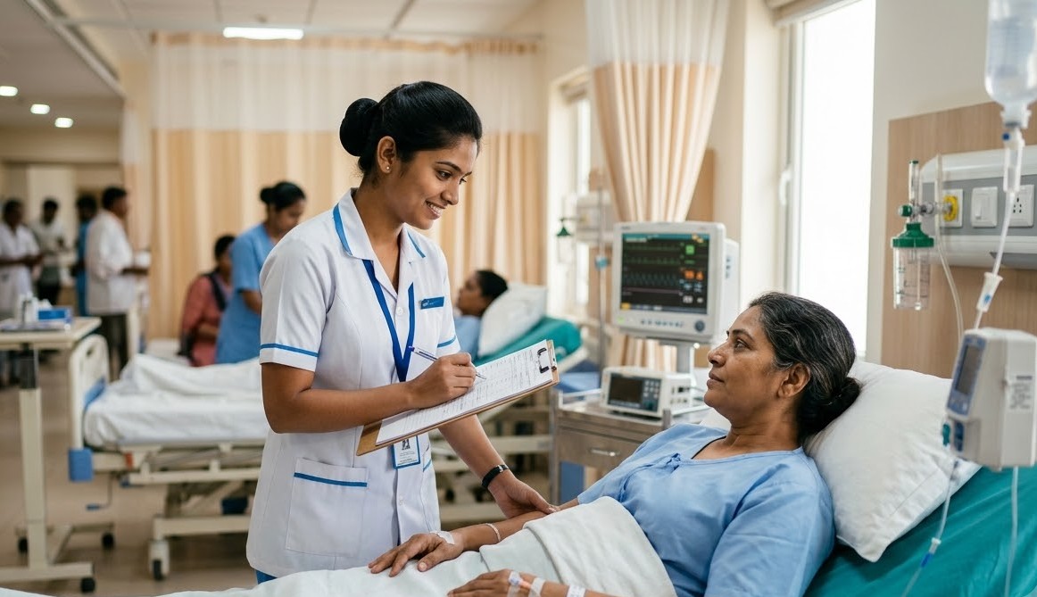 Home nurse supporting an elderly patient recovering from anaemia