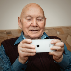 A senior using a smartphone